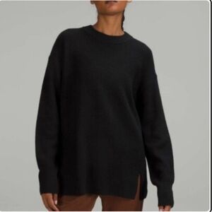 Lululemon Merino Wool Blend Ribbed Crewneck Women's Black Sweater Size 4